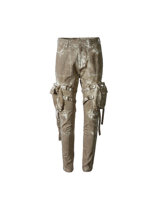 Pantalones Overol Teñidos y Desgastados Casual para Hombre - Image 2