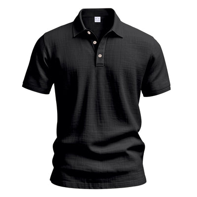 Polo Casual Británico Hombre con Cuello Solapa y Cierre de Hebilla en Lino - Image 8