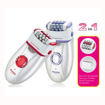 Pink and white Keda KD-216 multifunctional epilator with 36-tooth blade, LED light, and USB charging. - Image 8