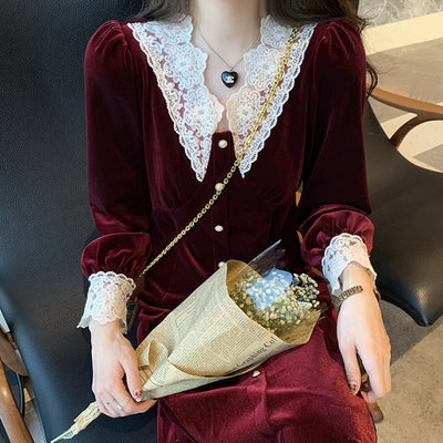 Vestido Francés Elegante para Mujer con Encaje Delicado - Image 4