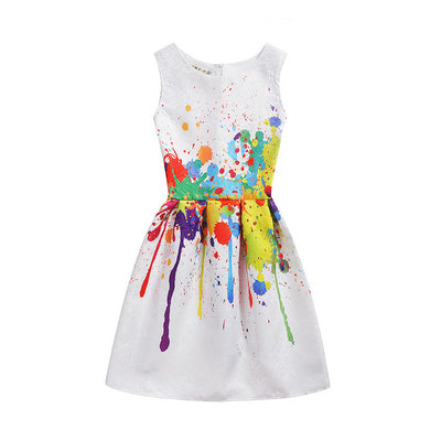 Vestido Princesa Niña sin Mangas con Estampado Elegante - Image 8