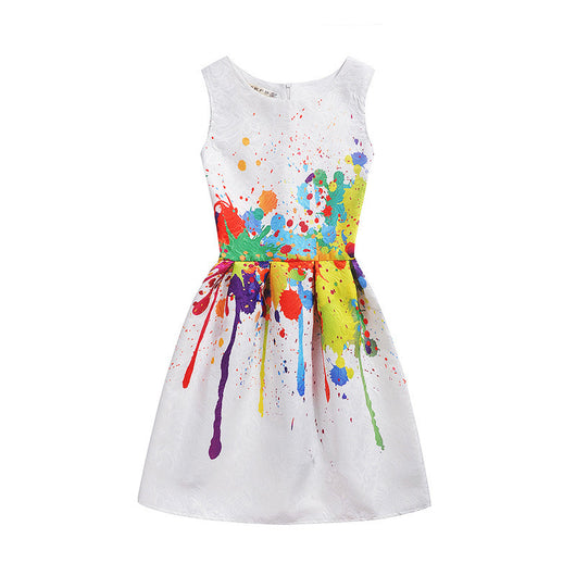 Vestido Princesa Niña sin Mangas con Estampado Elegante - Image 8
