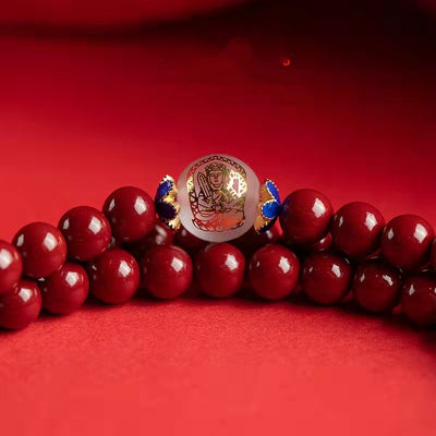 Pulsera Budista de Cuentas con Hilo Vermellón y Arena Dorada - Image 3