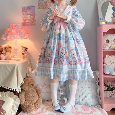 Vestido Lolita Soft Girl Osito Soñador de Manga Larga - Image 16