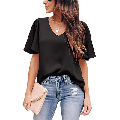 Blusa Suelta con Cuello en V y Mangas Volantes - Image 26