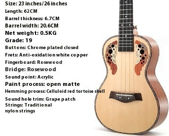 Ukelele Soprano de Pícea de 23 Pulgadas con Agujero de Uva - Image 14