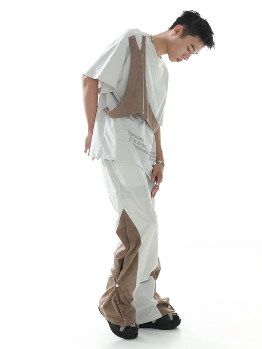 Pantalones Nylon para Hombre con Corte Acampanado y Detalles de Empalme - Image 9