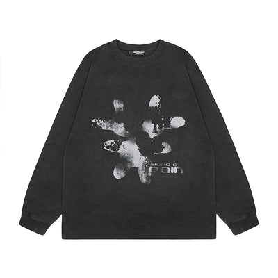 Camiseta Oversize Manga Larga con Estampado Rock Lavado - Image 7