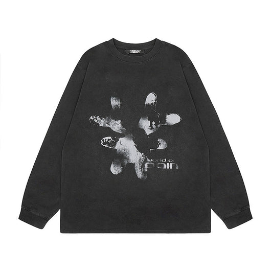 Camiseta Oversize Manga Larga con Estampado Rock Lavado - Image 7