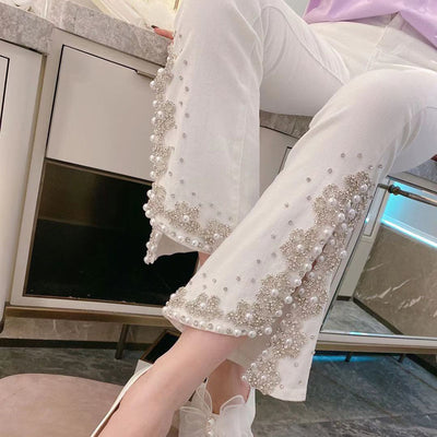 Pantalones Acampanados con Detalles de Diamantes y Aberturas Laterales - Image 8