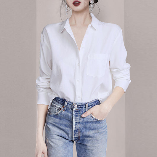 Blusa Blanca Slim Fit de Manga Larga para Mujer - Image 9