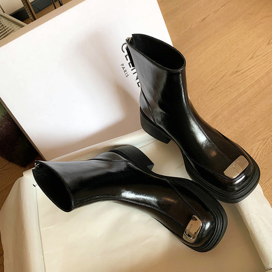 Botas Vintage de Tacón Cuadrado Grueso para Mujer - Image 5