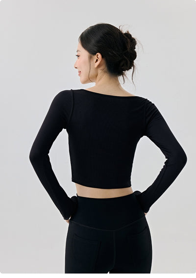 Top de Yoga Ajustado de Manga Larga - Diseño Reductivo para Fitness y Running - Image 17