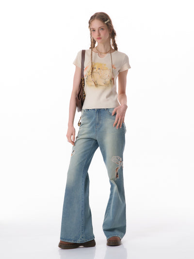 Jeans Rectos de Talle Alto con Detalle de Moño - Image 7