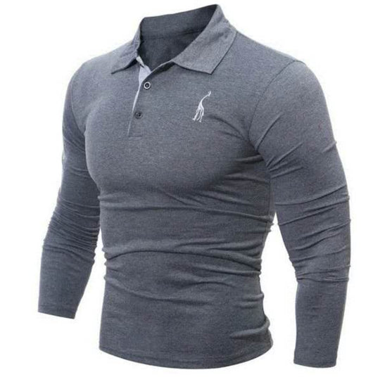 Polo de Manga Larga con Cuello Digital Bordado de Venado para Hombres - Image 6
