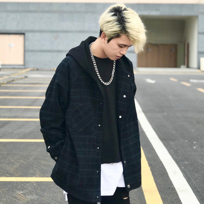 Sudadera Cardigan Cuadros con Capucha Oversize Estilo Europeo - Image 11