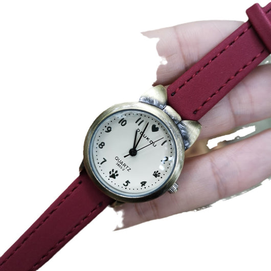 Reloj de Moda Gatito Bronce con Números para Estudiantes - Image 5