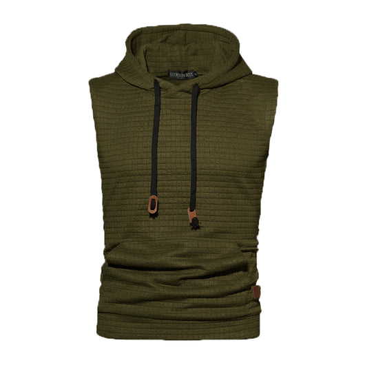 Sudadera sin Mangas Jacquard Tejida de Color Sólido para Hombre - Image 17
