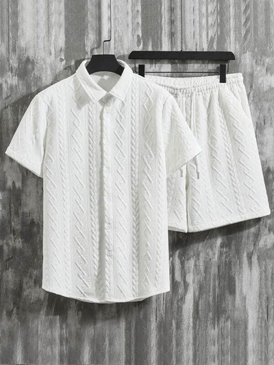 Conjunto de Camisa y Shorts con Patrón de Diamantes para Hombre - Image 14