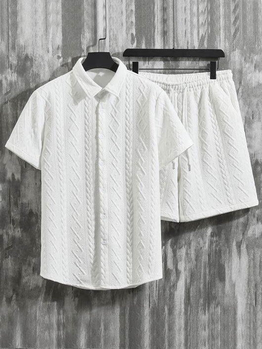 Conjunto de Camisa y Shorts con Patrón de Diamantes para Hombre - Image 14