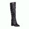 Botas Altas de Tacón Cuadrado con Punta Afilada y Cuero Grabado