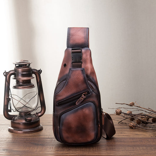 Bolsa de Pecho en Cuero Genuino para Hombre