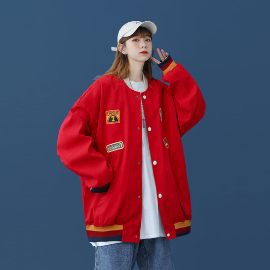 Chaqueta Universitaria Retro Hong Kong Estilo Boyfriend para Pareja - Image 2
