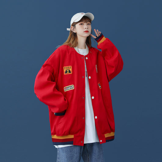 Chaqueta Universitaria Retro Hong Kong Estilo Boyfriend para Pareja - Image 2