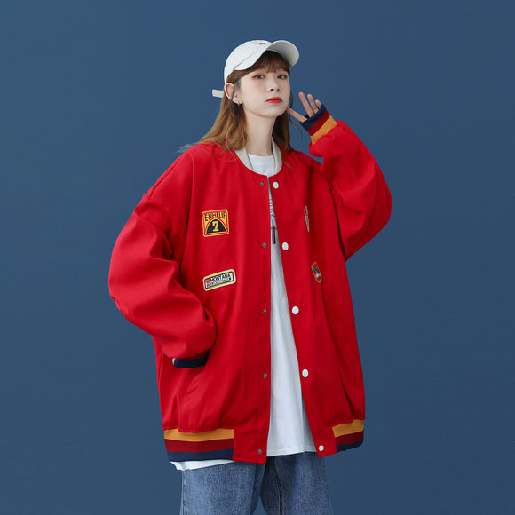 Chaqueta Universitaria Retro Hong Kong Estilo Boyfriend para Pareja
