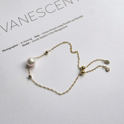 Pulsera de Oro 14K con Perla de Agua Marina y Cáñamo Natural - Image 9