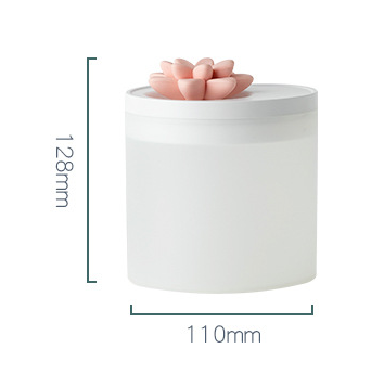 White cylindrical ultrasonic humidifier with a pink lotus flower on top, powered by USB for aromatherapy. - Image 13