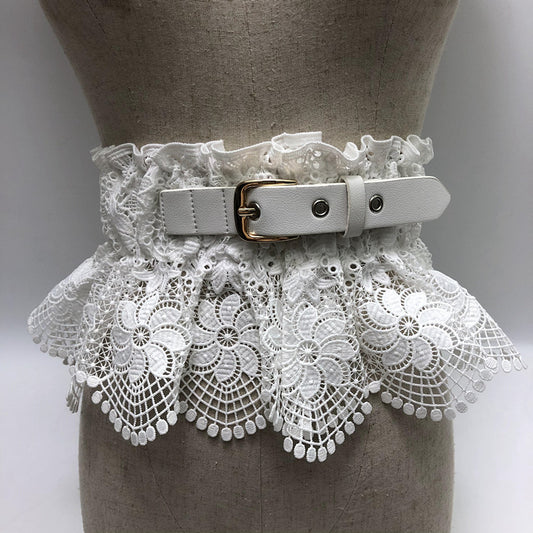 Cinturón Decorativo Blanco Ancho para Mujer