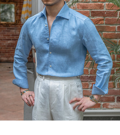 Camisa de Lino Retro con Mangas Largas - Estilo Casual - Image 6