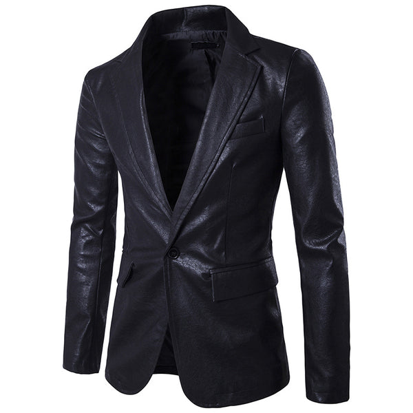 Blazer Ejecutivo de Cuero PU con Botón Simple - Image 5