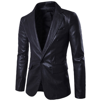 Blazer Ejecutivo de Cuero PU con Botón Simple - Image 5