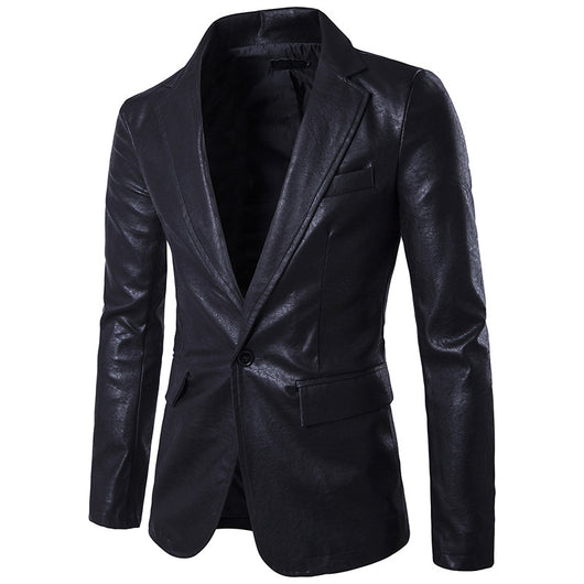 Blazer Ejecutivo de Cuero PU con Botón Simple - Image 5
