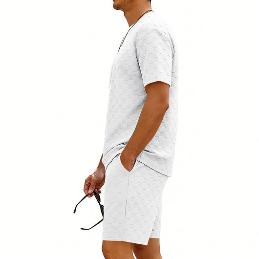 Conjunto de Playera y Shorts Casuales a Cuadros para Hombre - Image 22