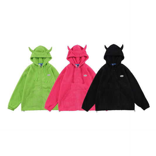 Sudadera con Capucha Diseño Cuernos Moda Alternativa Unisex