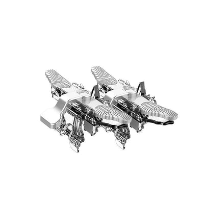 Gold and transparent mobile gaming triggers with wing-like designs for enhanced smartphone gameplay. - Image 13