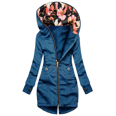 Cardigan Hoodie de Largo Medio con Cierre y Capucha - Colores Sólidos Versátiles - Image 5