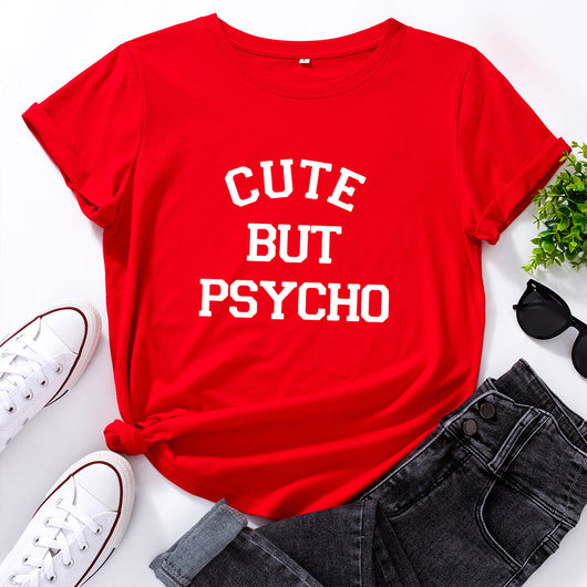 Camiseta Suelta de Cuello Redondo con Diseño Creativo de Letras para Mujer - Image 18