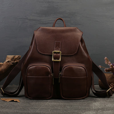 Mochila de Cuero Genuino Estilo Retro con Gran Capacidad para Mujer - Image 4
