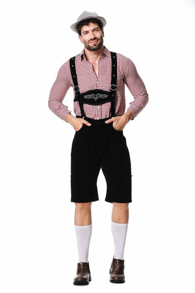 Traje Tradicional Bávaro para Festivales - Conjunto de 3 Piezas con Sombrero y Camisa Cuadriculada - Image 7