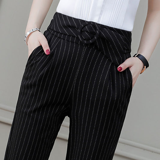Pantalones Harem Profesionales de Rayas Delgadas con Estiramiento - Image 2