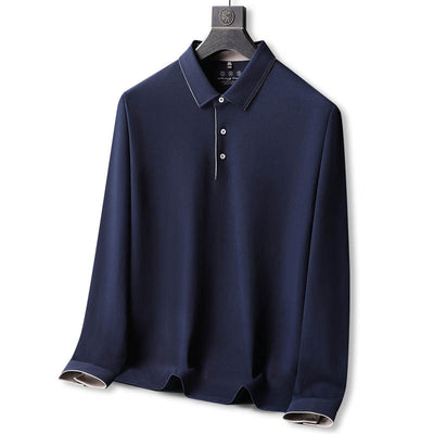 Polo Casual de Algodón Manga Larga Talla Grande para Hombre - Image 5