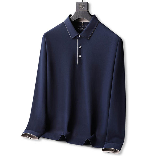 Polo Casual de Algodón Manga Larga Talla Grande para Hombre - Image 5