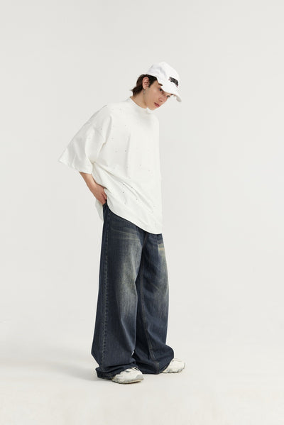Pantalones Vaqueros Rectos Talla Alta para Hombre - Corte Ancho Lavado - Image 13