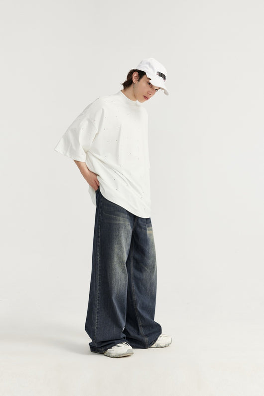 Pantalones Vaqueros Rectos Talla Alta para Hombre - Corte Ancho Lavado - Image 13
