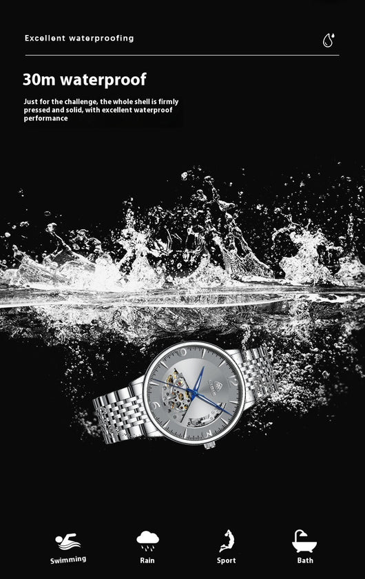 Reloj Automático de Acero Inoxidable Resistente al Agua con Esfera Luminosa - Image 18