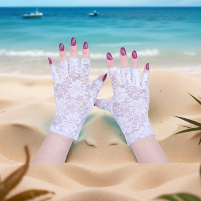 Guantes de Encaje sin Dedos con Protección Solar para Mujer Verano - Image 7